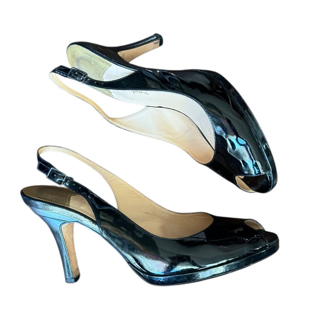 Cole Haan Glossy Black Slingback Heels Size 9B